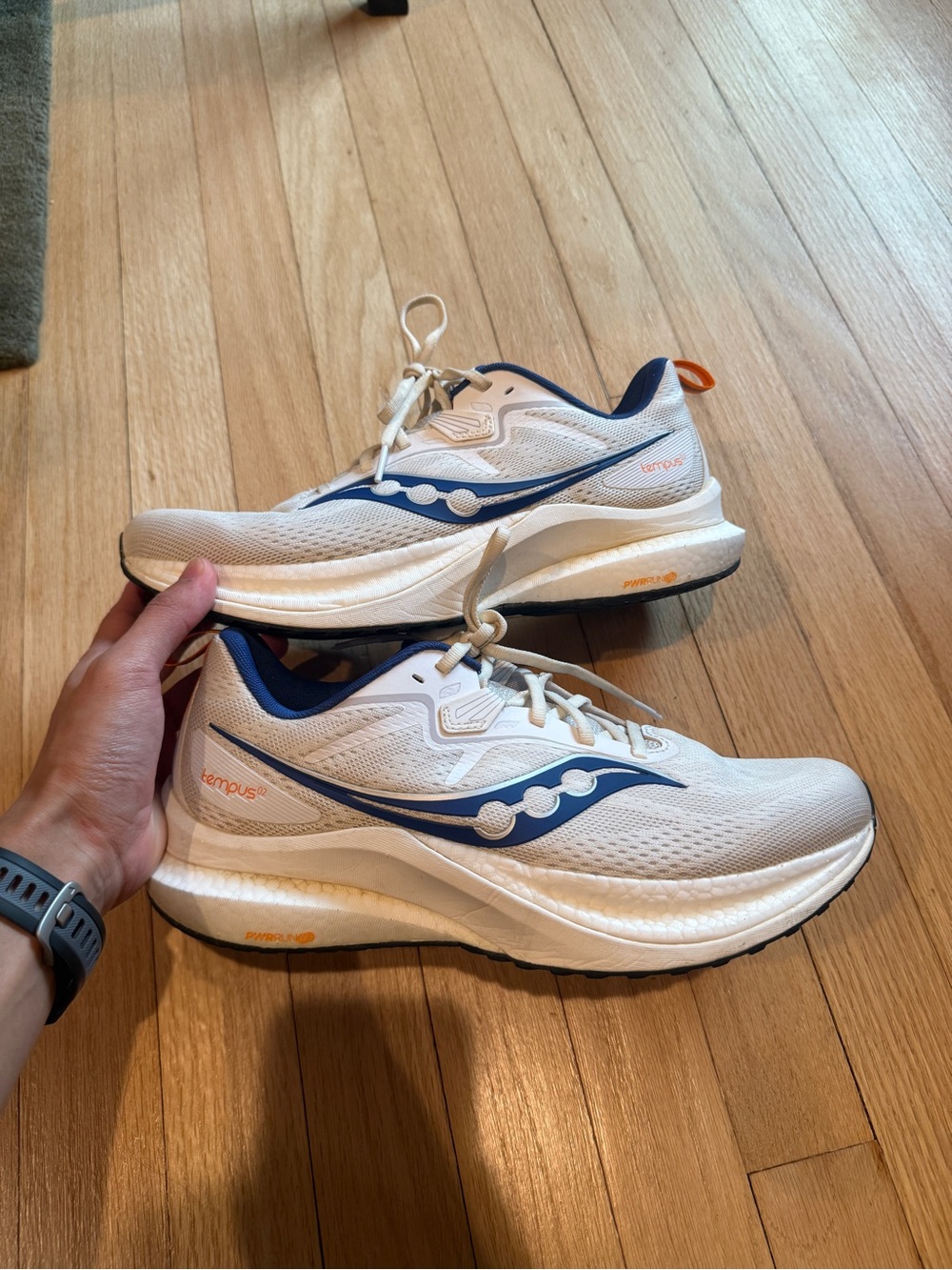 Saucony Tempus 2 White & Navy Running Shoes
